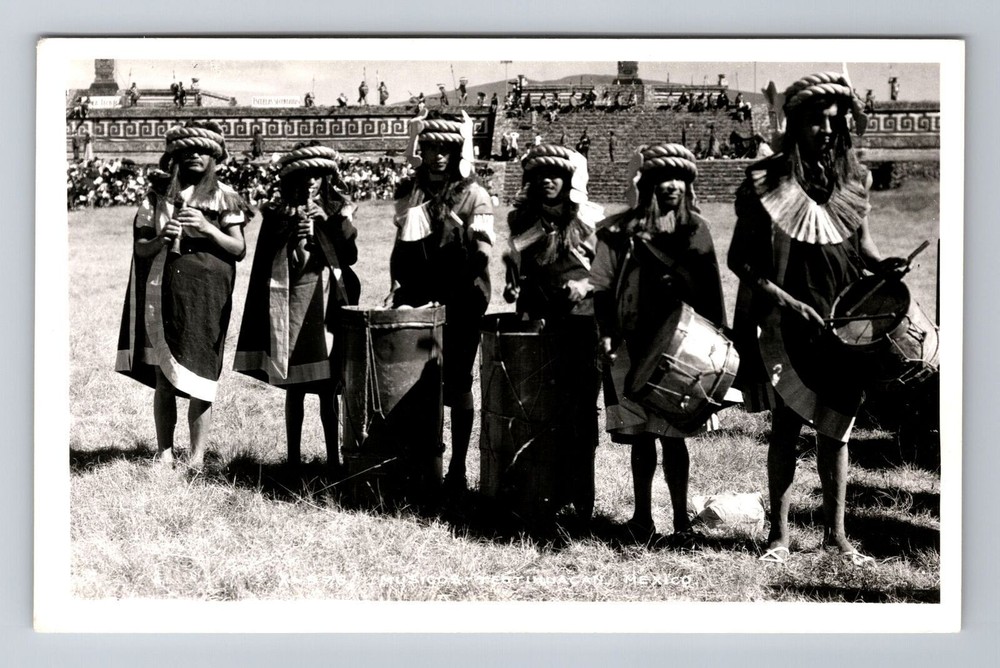 RPPC-Teotihuacan Mexico Warriors, Antique, Vintage Postcard