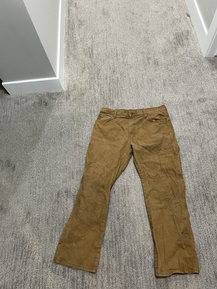 Dickies Men's Workwear Canvas Pants 34x30 Brown Tan Carpenter Straight Relaxed