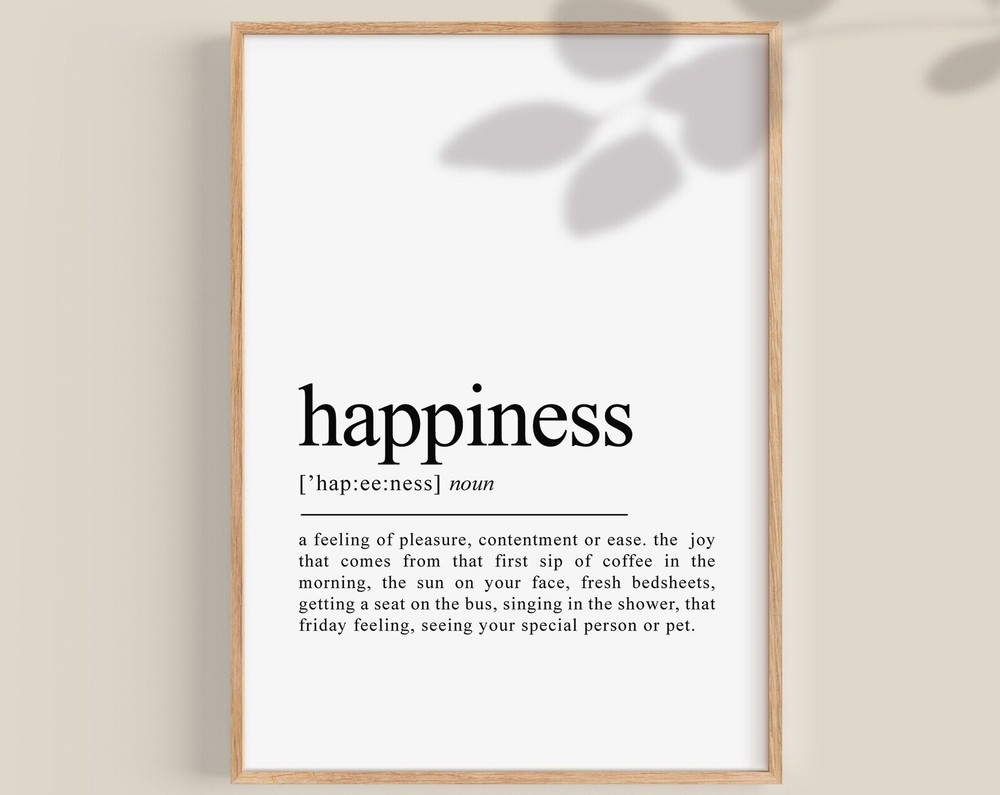 Happiness Wall Decor Happiness Definition Dictionary Art  Wall Art
