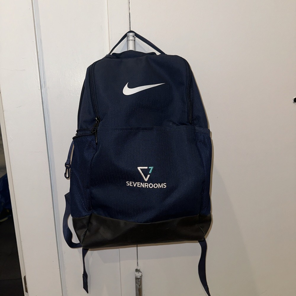 Nike Brasilia Backpack Full Size Gym Training Laptop Pkt Blue White Swoosh