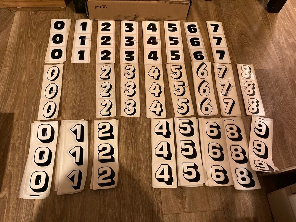 Large Lot (over 300 Sheets/Strips )of Mostly 1/10 Scale RC Car Adhesive Numbers