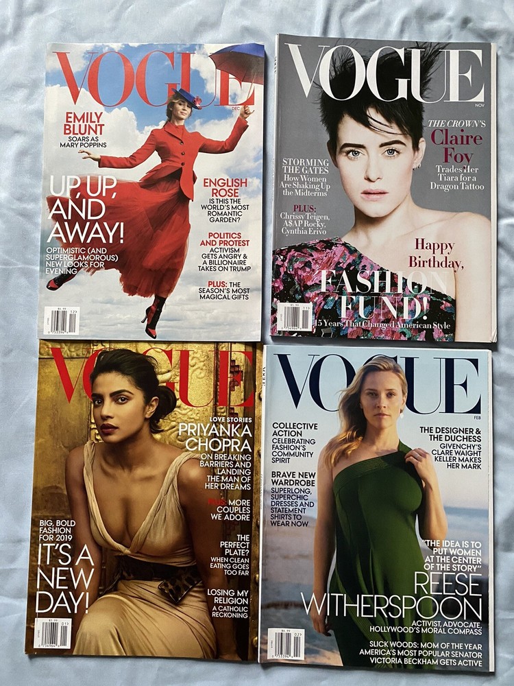 US VOGUE MAGAZINE 4 Issues 2018 - 2019 Claire Foy, Emily Blunt, Priyanka, Reese