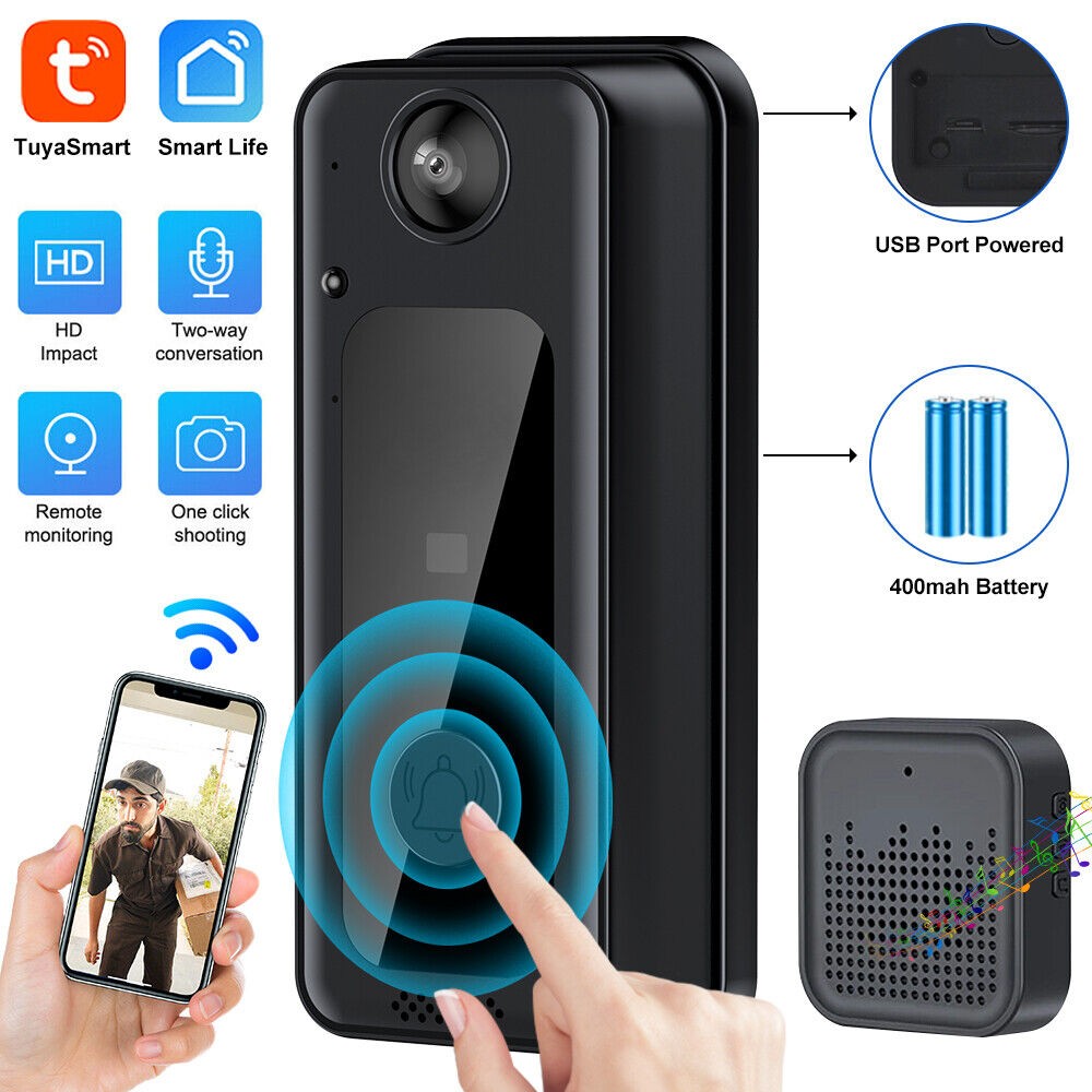 Smart WiFi Video Doorbell with Wireless Intercom and Security Camera