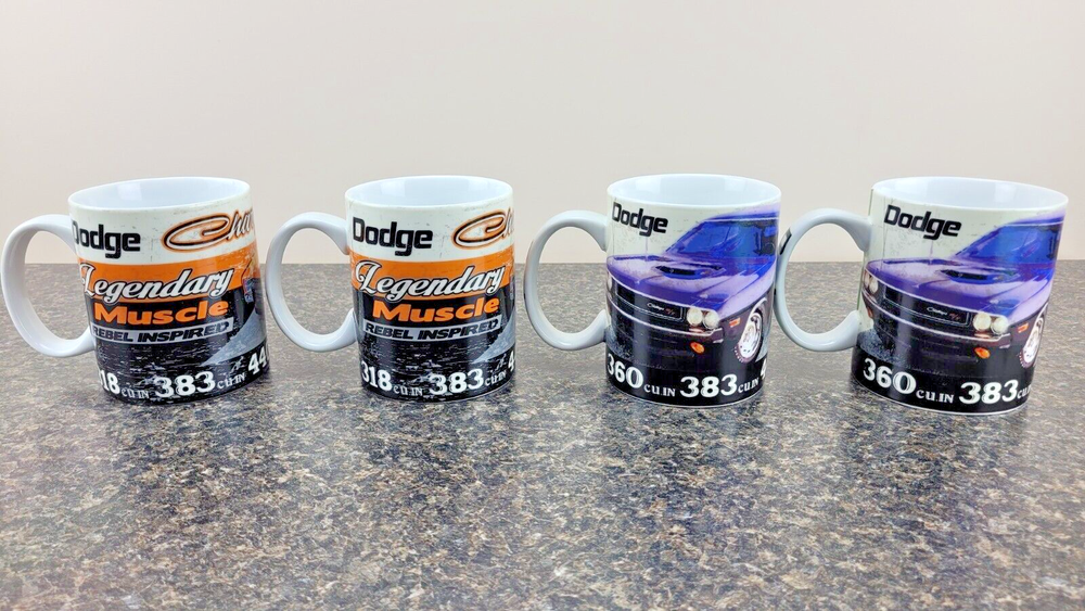 Choko Dodge Detroit Muscle Challenger Charger Ceramic Coffee Mug Set of 4