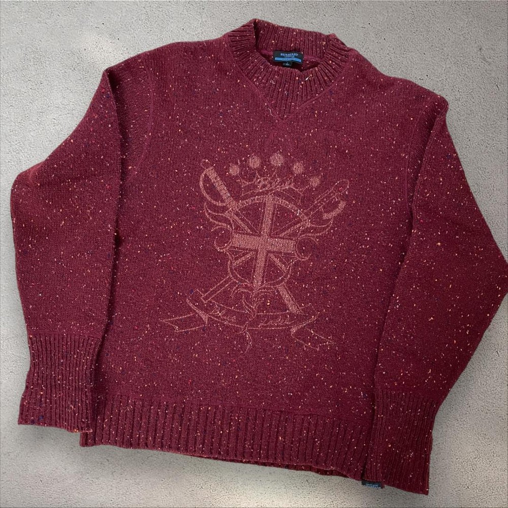 Burberry Blue Label Big Logo Oversize Knit Sweater L Size New