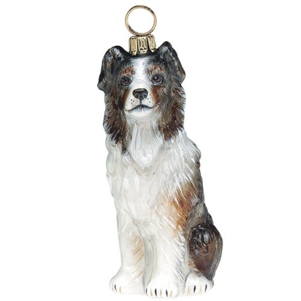 Australian Shepherd Dog Polish Blown Glass Christmas Ornament Decoration
