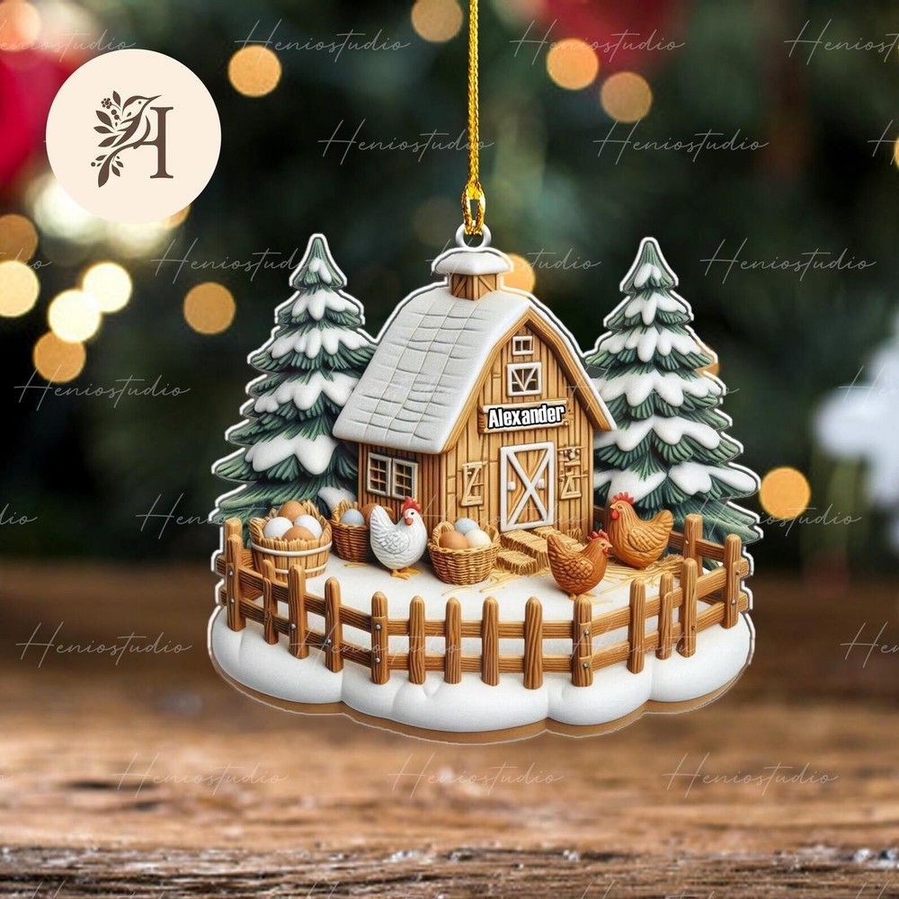 Personalized Chicken Farm 2d Flat Design Printing Ornament Not 3d Chicken Lover