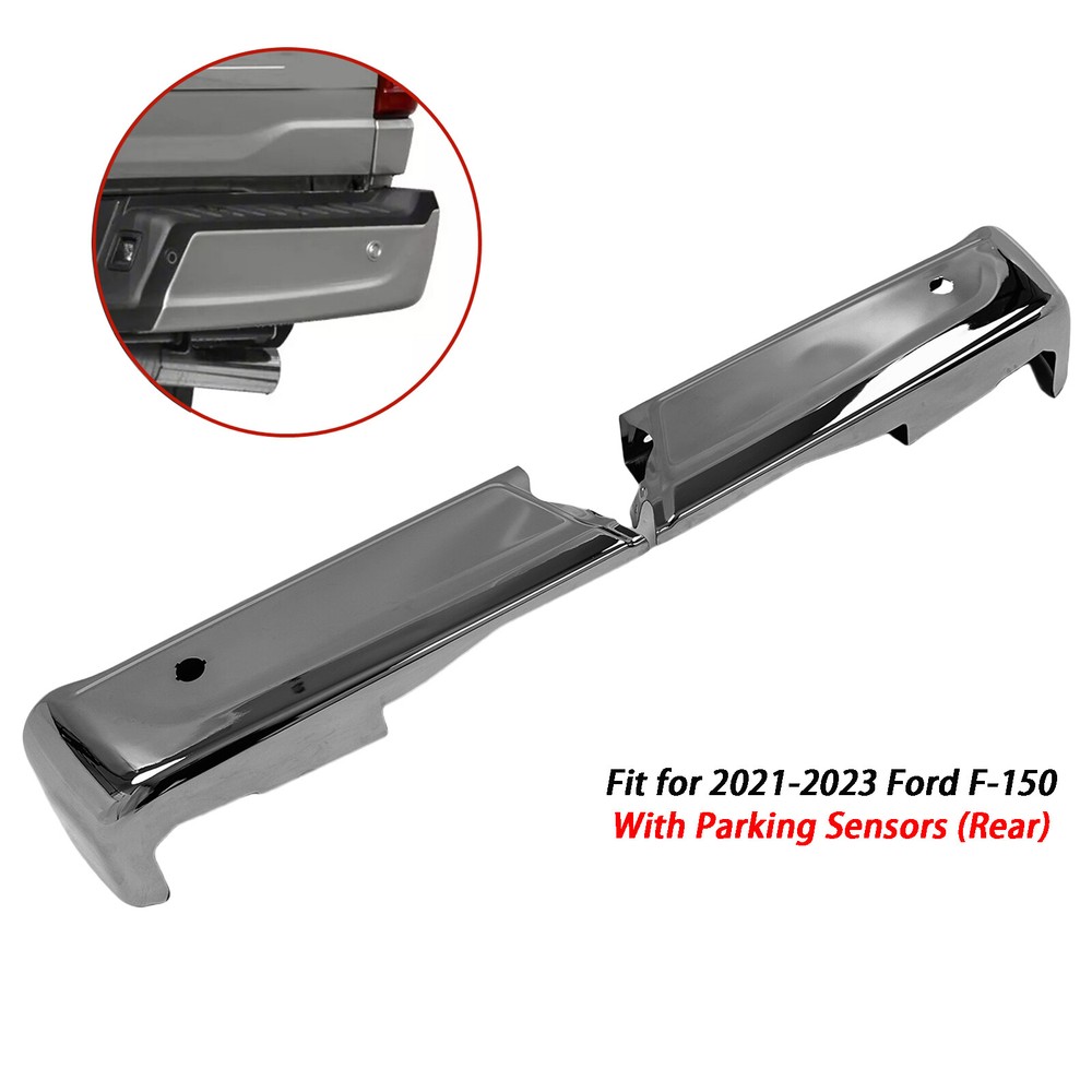 Left & Right Chrome Rear Bumper End Set For 2021-2023 Ford F-150 W/ Sensor DE