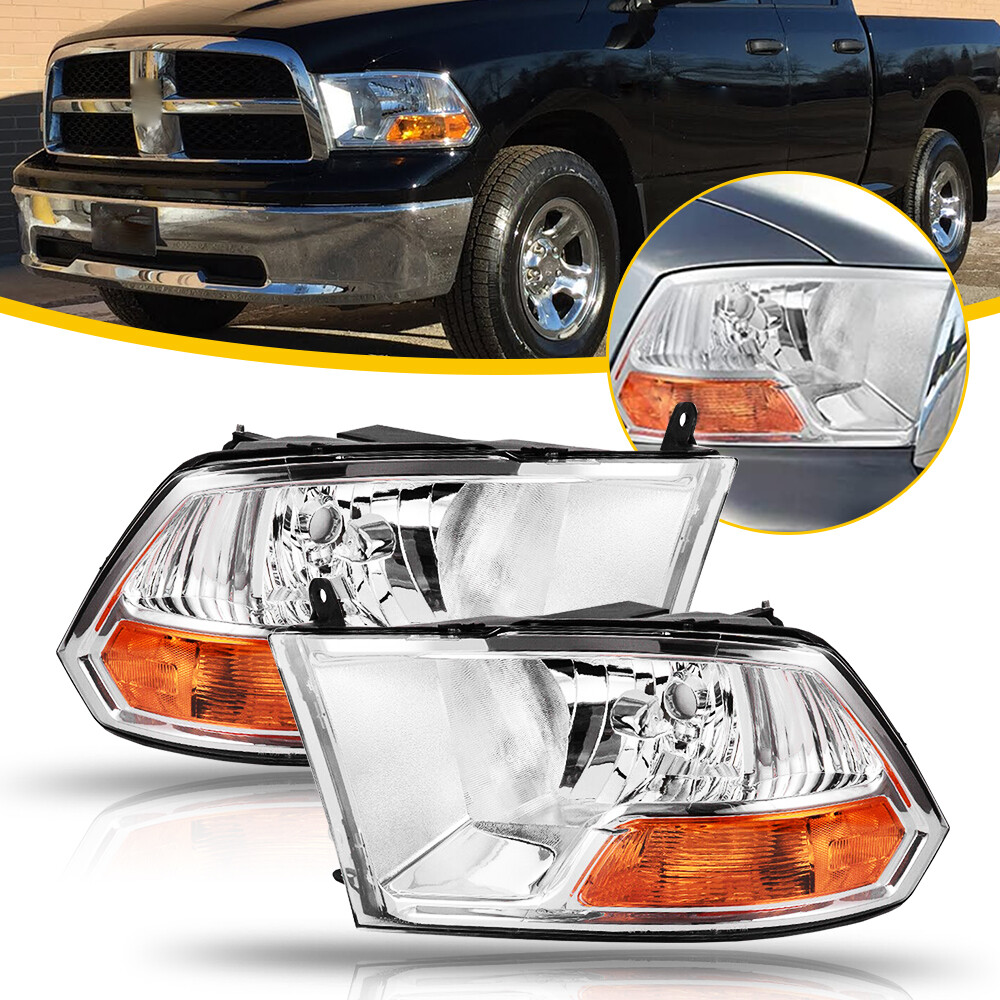55277409AD Headlights For Dodge Ram 1500 2500 3500 Chrome Clear Lens Head Lamps