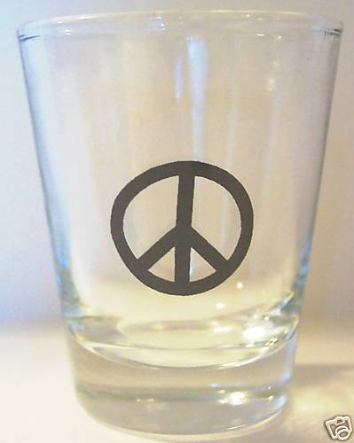 1970s Peace Sign Logo Clear Shot Glass Vintage Style
