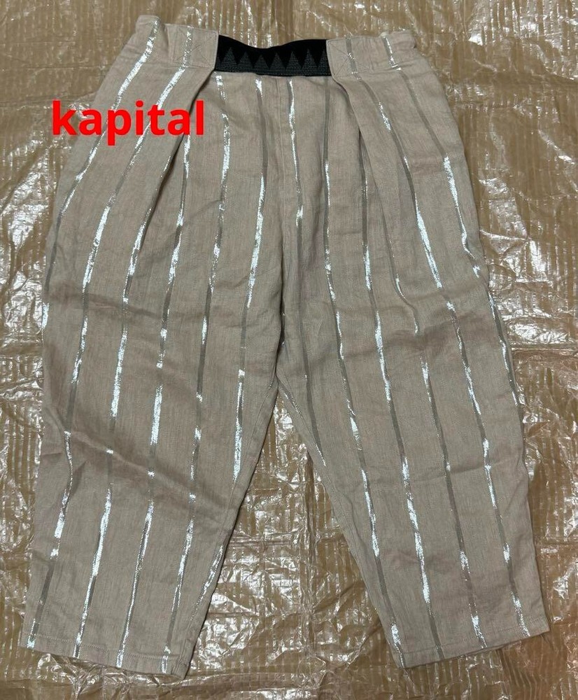 Kapital Linen Glitter PHILLIES Stripe Pants Wide Cotton Men Size 1/XS-S Used