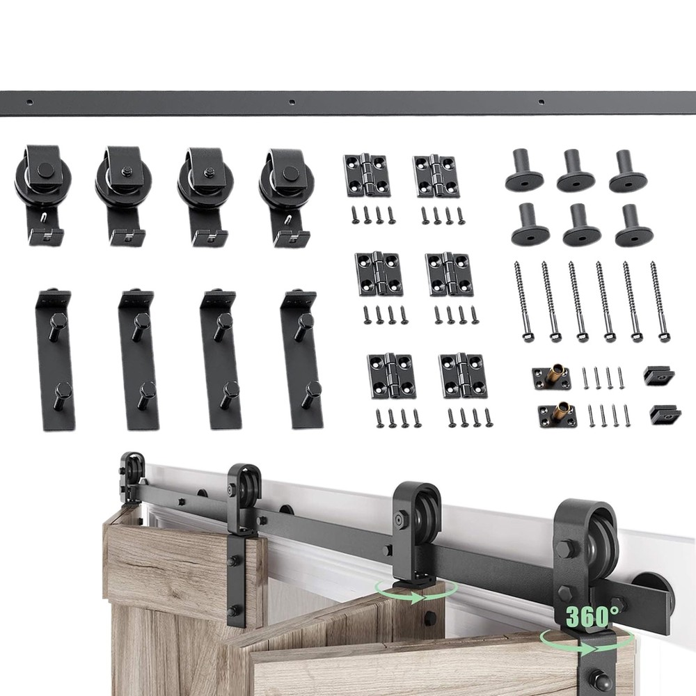 Sliding Barn Door Hardware Kit 6.3FT Modern Closet Hang Style Track Rail