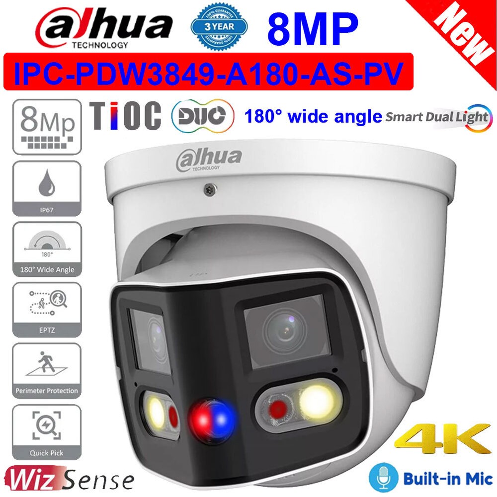 Dahua IPC-PDW3849-A180-AS-PV 8MP Panoramic TiOC IP Camera PoE SMD4.0 2-Way Talk