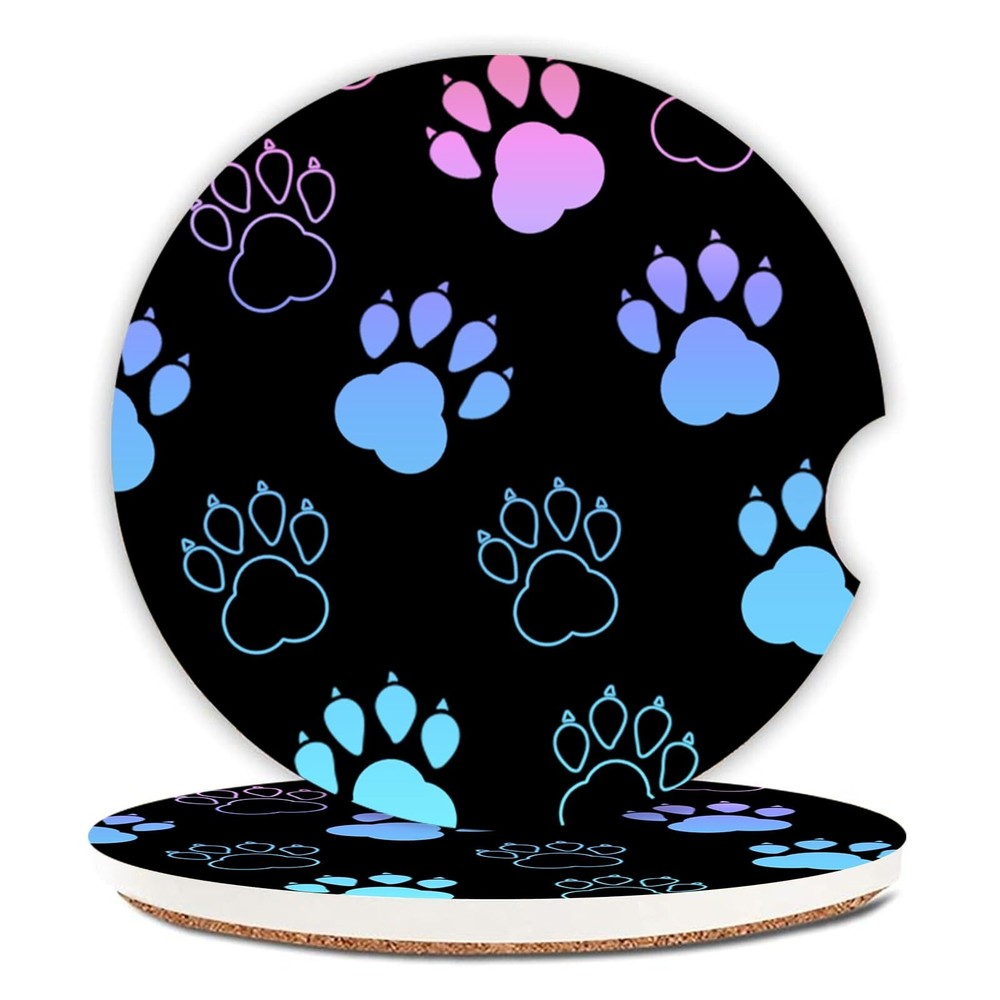 2 Pack Absorbent Car Coasters for Cup Holders,Ceramic Coasters with Cork Back...