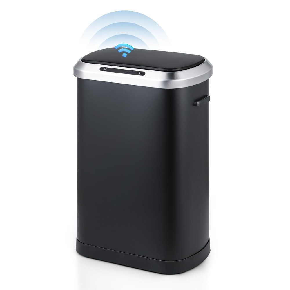 13-Gallon Touchless Automatic Motion Sensor Trash Can with Soft-Close Lid for...