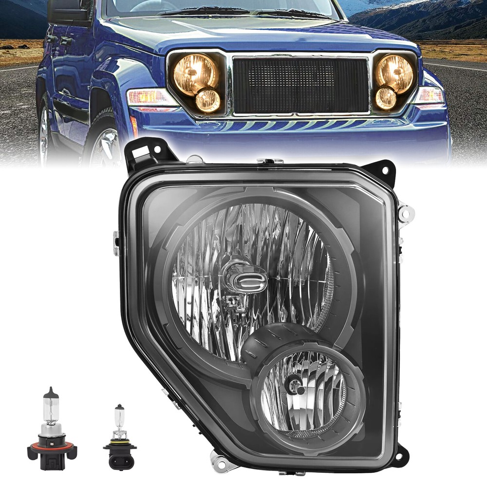 Passenger Side Headlight Headlamp Fog Lights For Jeep Liberty 2008-2012 W/Bulb
