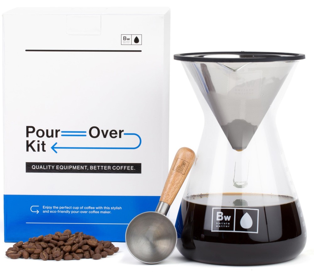 Pour Over Coffee Maker Set – Pour Over Kit Includes Large Glass Carafe, Reusa...
