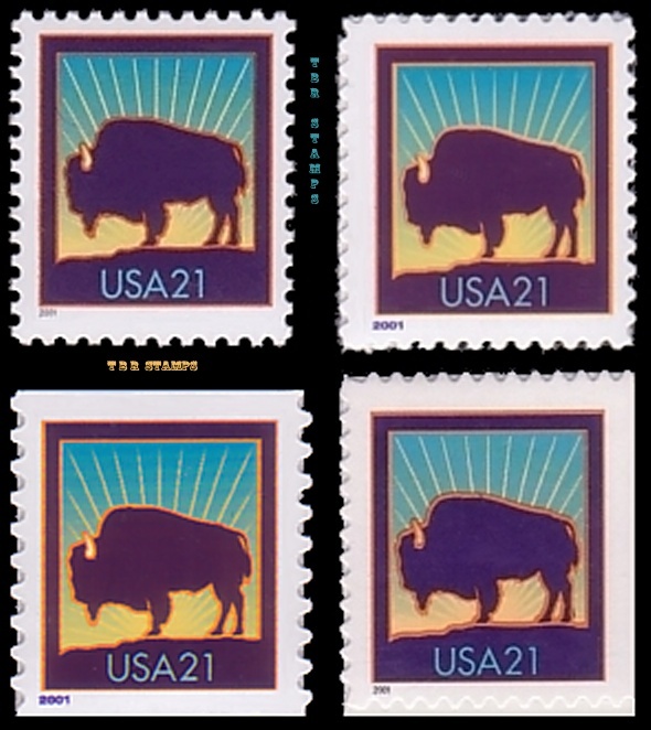 3467 3468 3475 3484 American Bison 21c Basic Set 4 Stamps 2001 MNH - Buy Now-image
