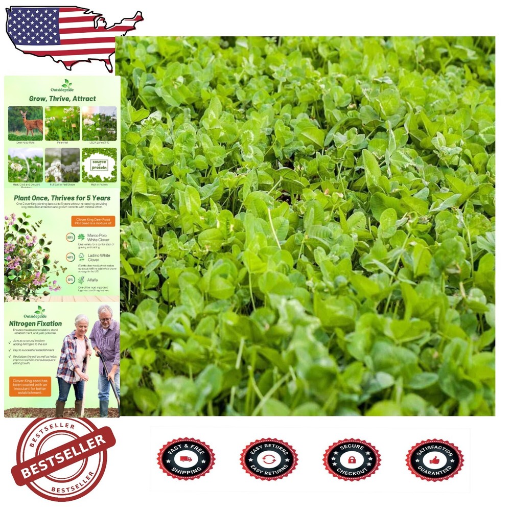 Nitrocoated Clover King Seed Mix 10 lbs – Year-Round Deer & Wildlife Attraction for Optimal Forage Growth