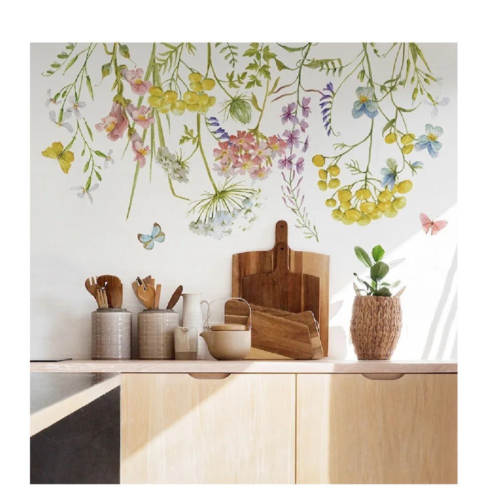 Removable Wall Sticker Blue Cute Flowers Decal Vinyl Bedroom Home Decor Romantic