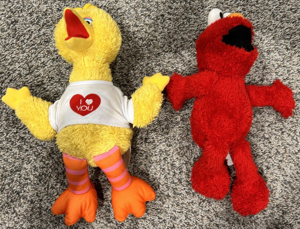 Sesame Street Big Bird and Elmo lovies, stuffed animals, by KOHLS Cares