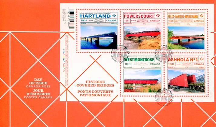 CANADA: Historic Covered Bridges (2019) / M/S First Day Cover FDC