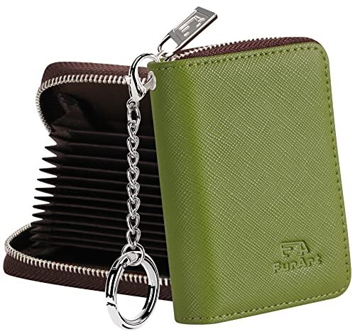 RFID-Blocking Olive Green Zipper Card Holder for Men & Women  