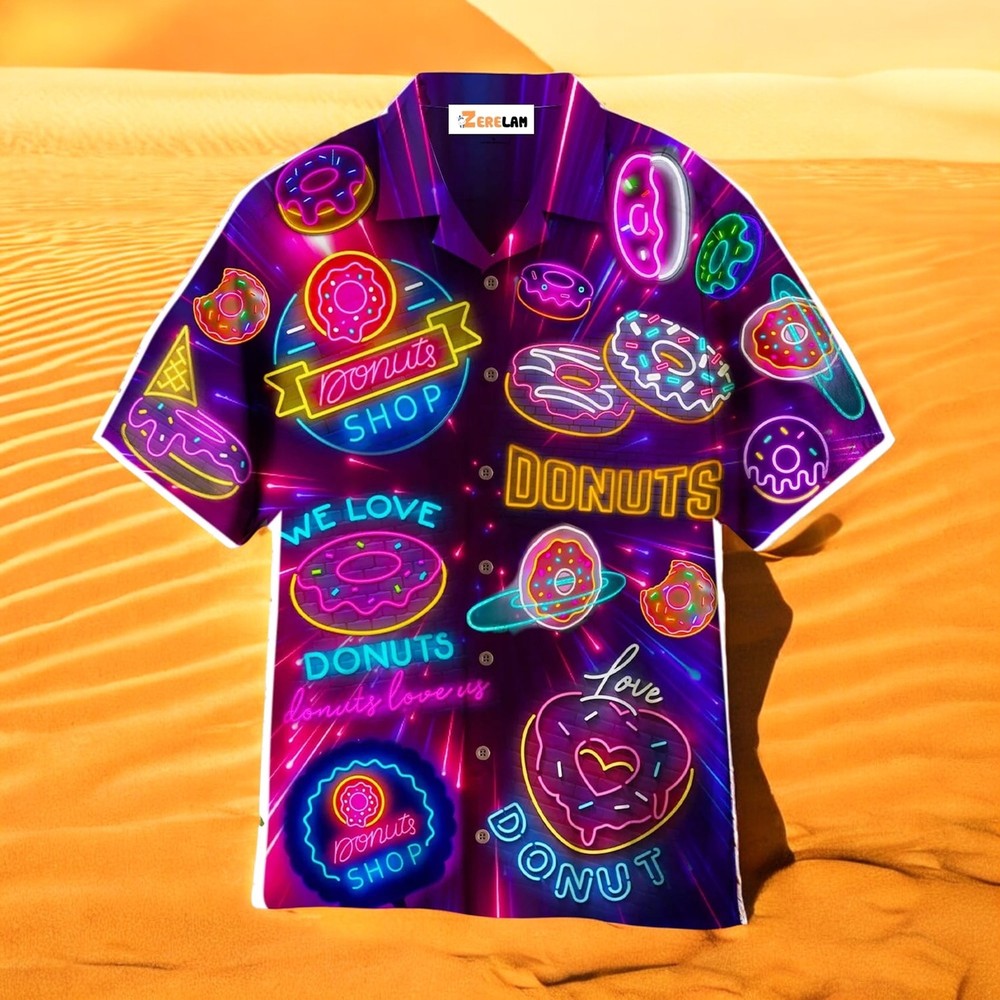 Neon Donuts We Love Donuts Hawaiian Shirt