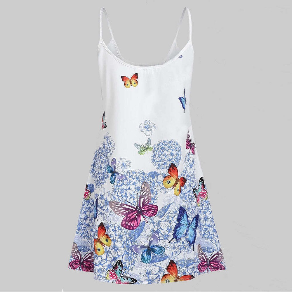European And American Print Butterfly Dress Women casual top