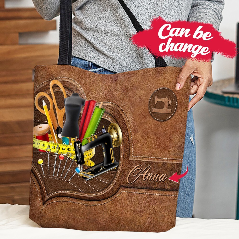 Custom Personalized Sewing Tote Bag for Sewing Lovers with Unique Tools-image