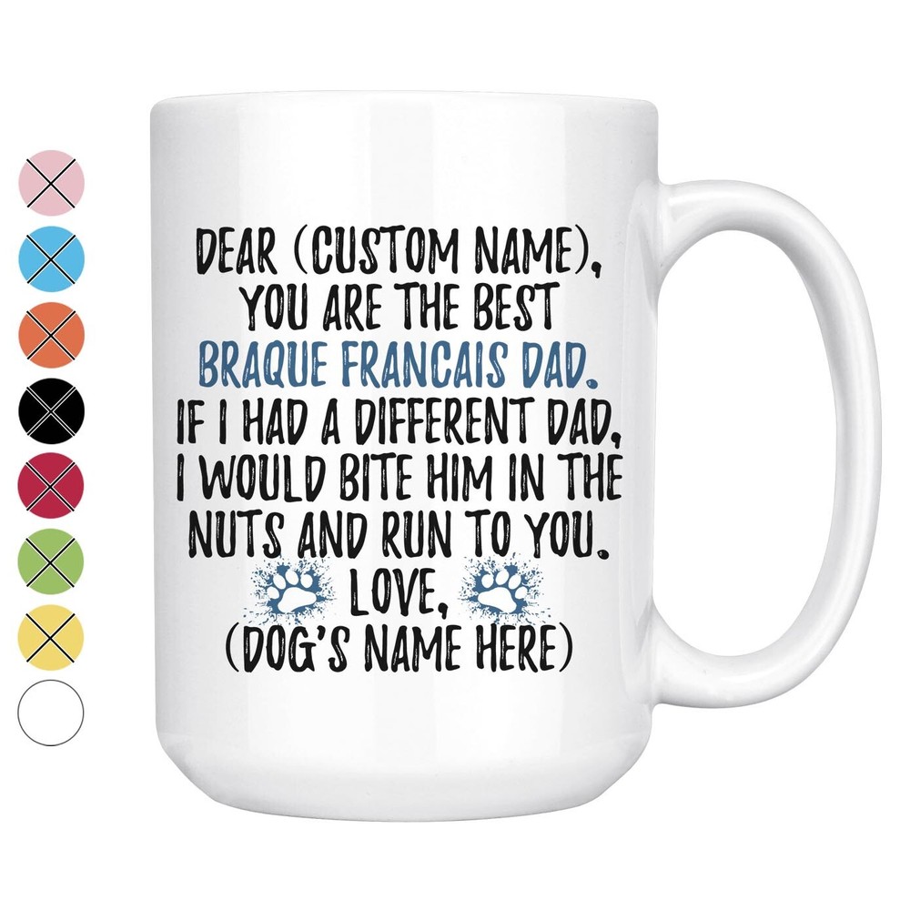 Personalized Braque Francais Dog Dad Mug, French Pointing Dog Owner Men Gift