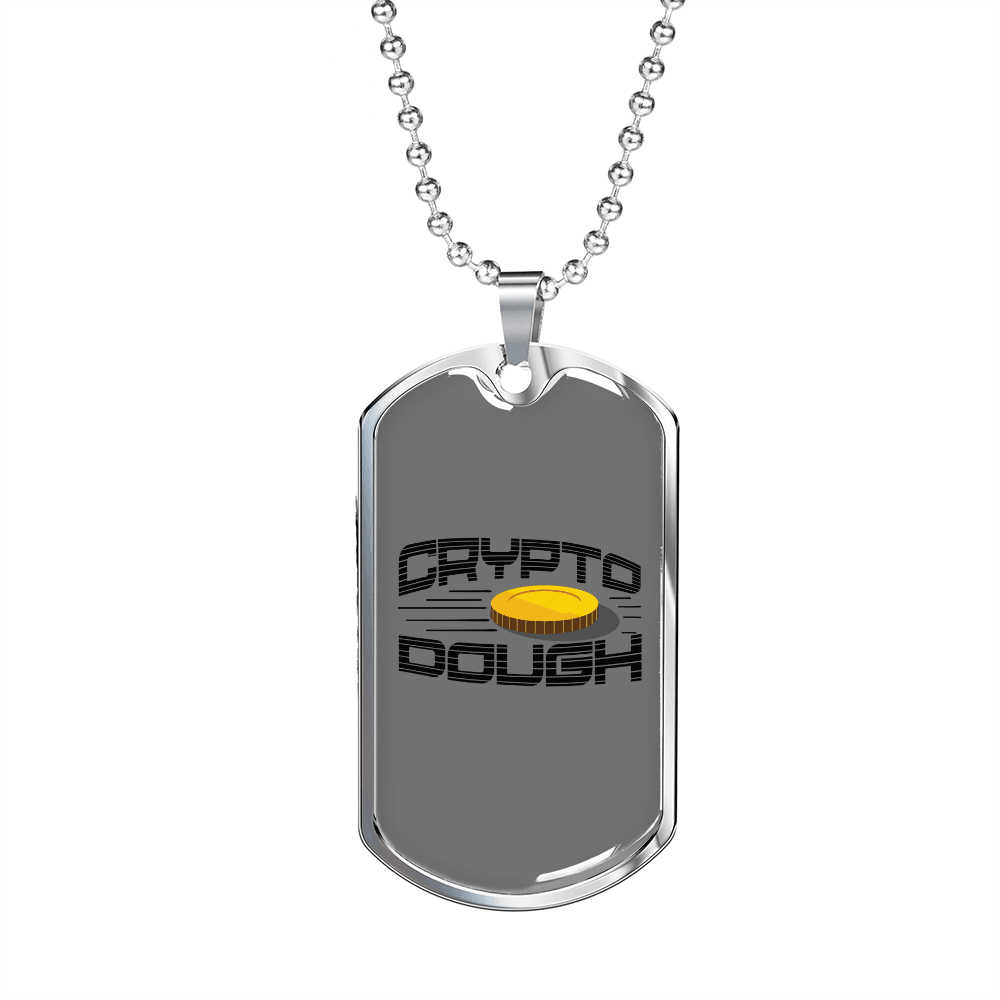 Crypto Dough Stainless Steel or 18k Gold Dog Tag Necklace with 24 Inch Chain