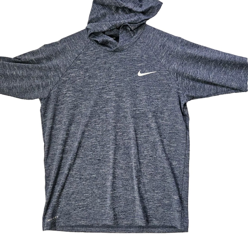 Nike Swim Long Sleeve Hoodie Mens Sz M Upf40+ Dri Fit Blue White