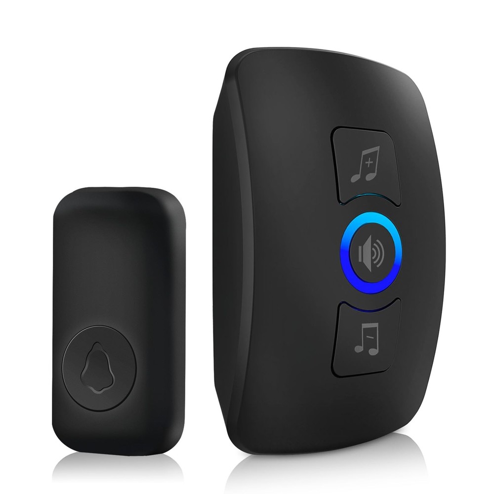 Wireless Doorbell Chime with 60 Melodies, 5 Volume Levels, LED Light, IP55 Waterproof