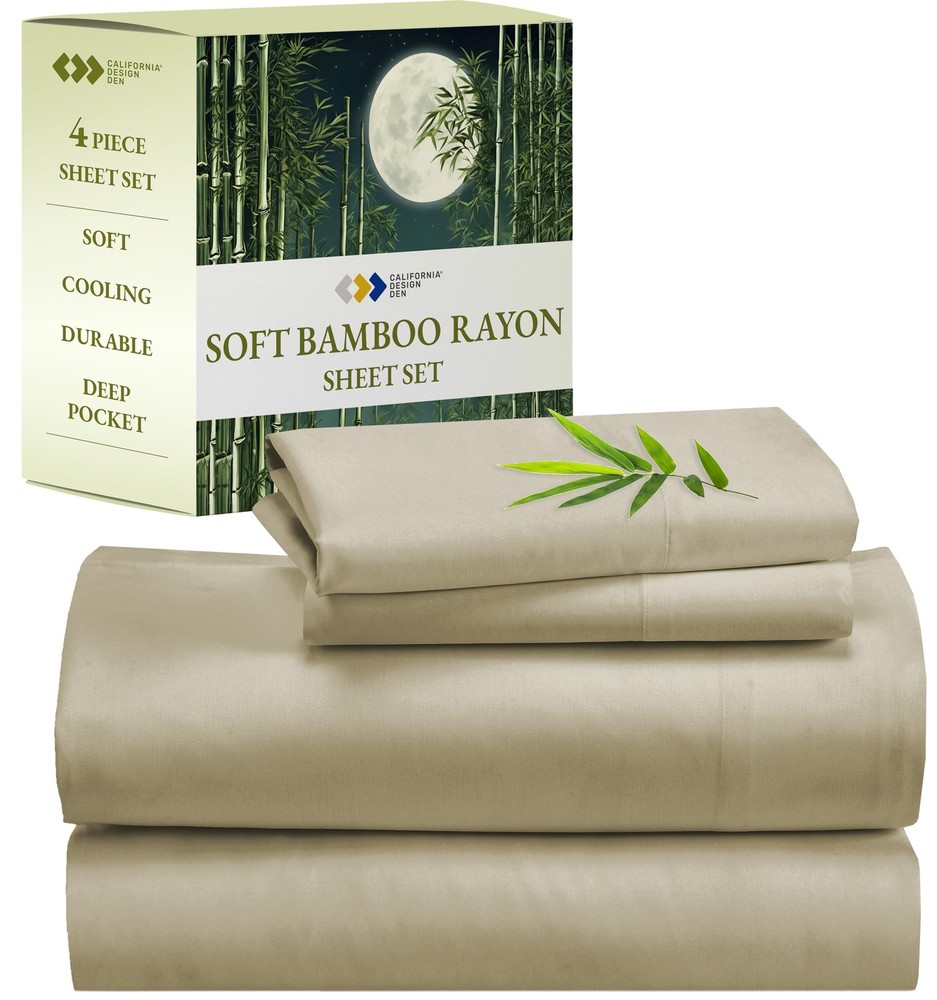 Queen Size Rayon from Bamboo Sheets Set, Cooling Rayon Sheets, Luxury Queen S...