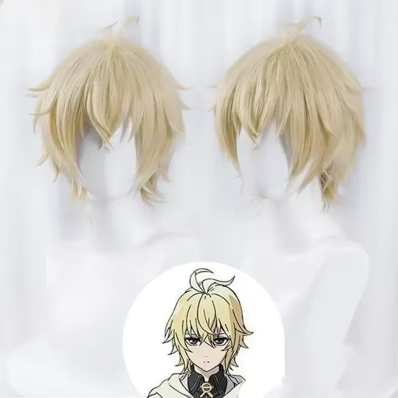 Mikaela Hyakuya Short Light Blonde Anime Cosplay Wig for Men