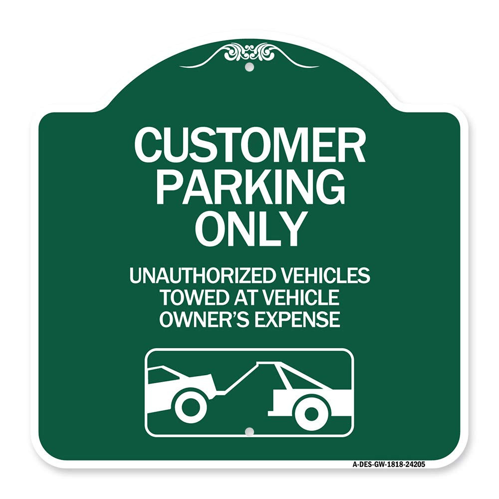 Designer Series Sign - Customer Parking Only, Unauthorized Vehicles Towed at ...-image