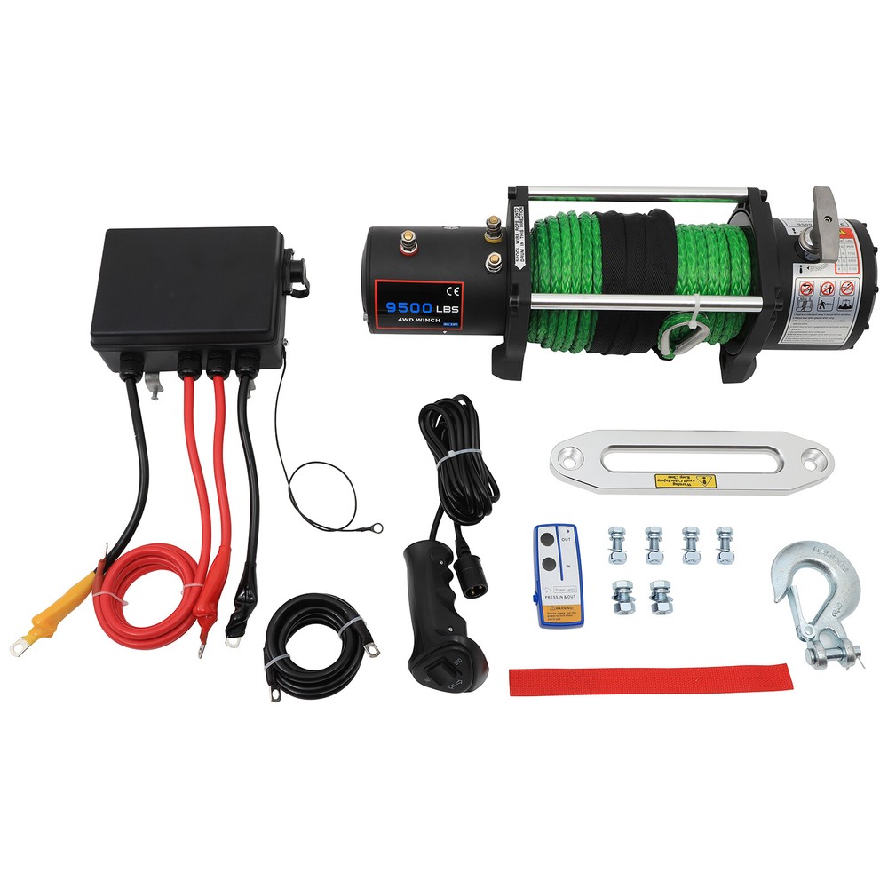 For Jeep Wrangler 12V 9500LB Electric Winch Tow Trailer Synthetic Rope Off Road