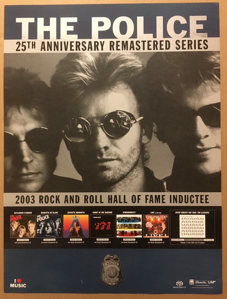 Sting THE POLICE Rare 2003 PROMO POSTER for Reissue CD 18x24 USA NEVER DISPLAYED