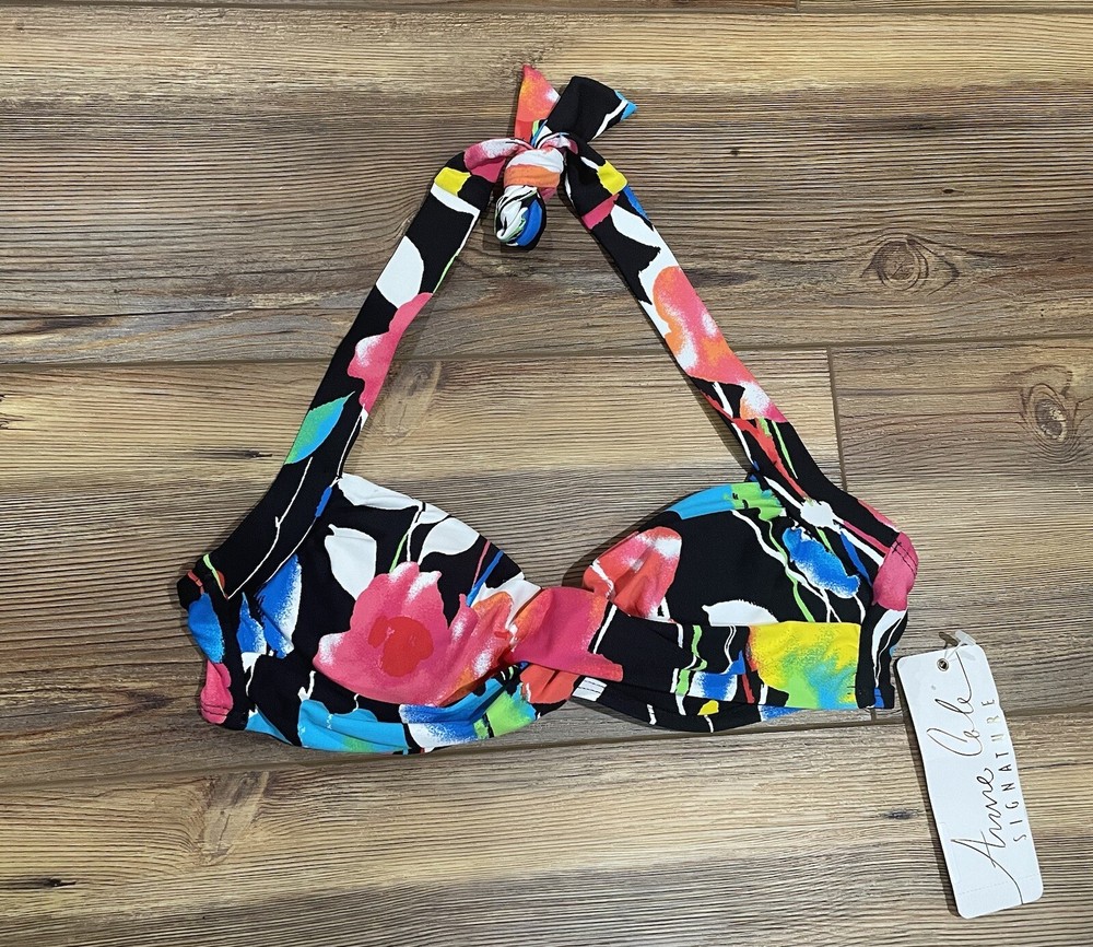 Anne Cole Halter Bikini Top Women’s XS Underwire Twisted Multicolor Padded NEW