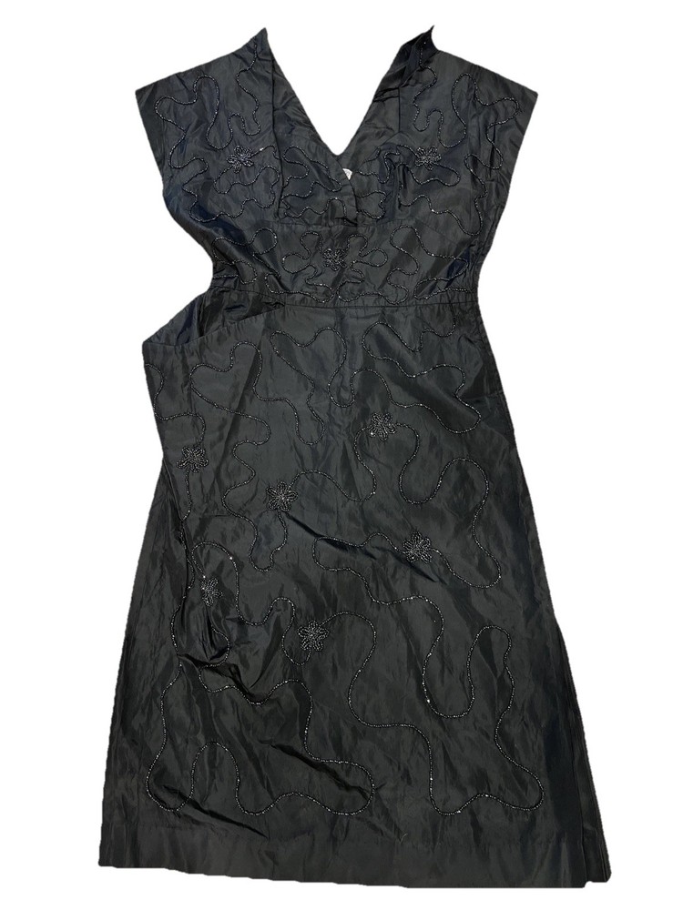 Vintage Bernetti New York Black Beaded Dress Chest 19.5 Waist 15