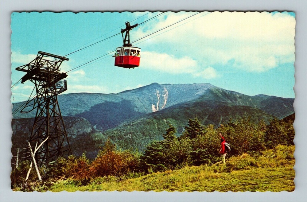 Franconia Notch NH New Hampshire Vintage Postcard Tram Car Approaching Summit Scenic View