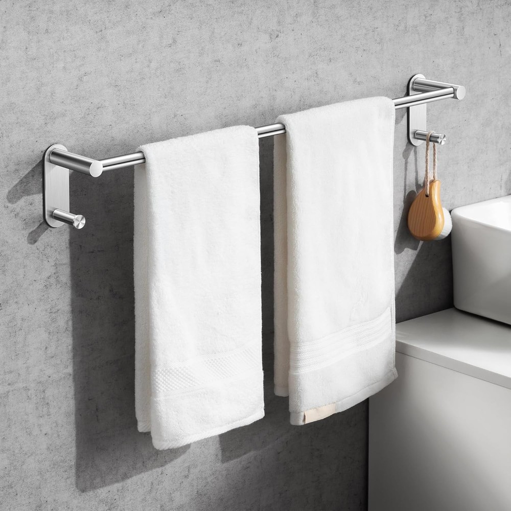 Stainless Steel 24 Inch Stick-On Towel Bar for Bathroom No Drilling Needed