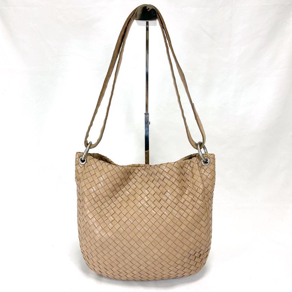 Bottega Veneta Beige Intrecciato Leather One Shoulder Bag