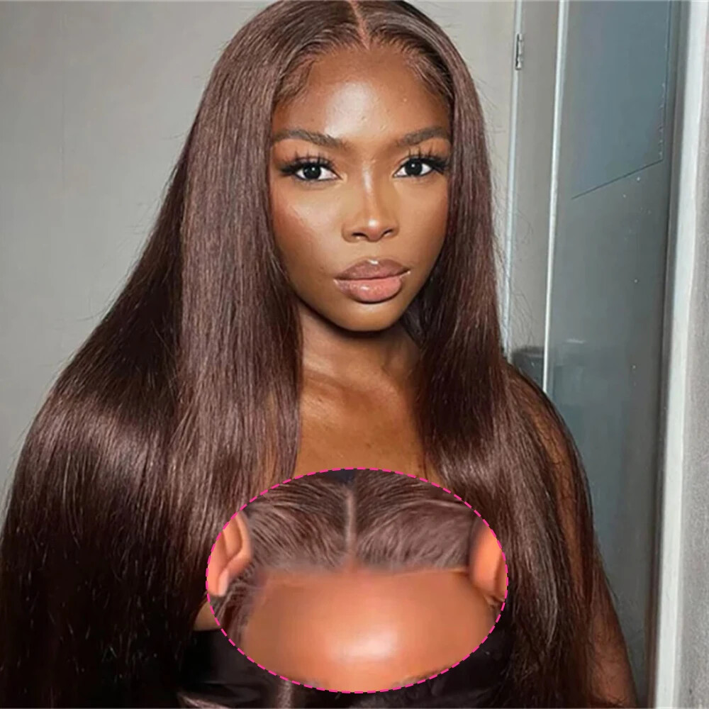7x5 Brown Lace Colored Glueless Straight Human Hair Wigs 13x4 HD Lace