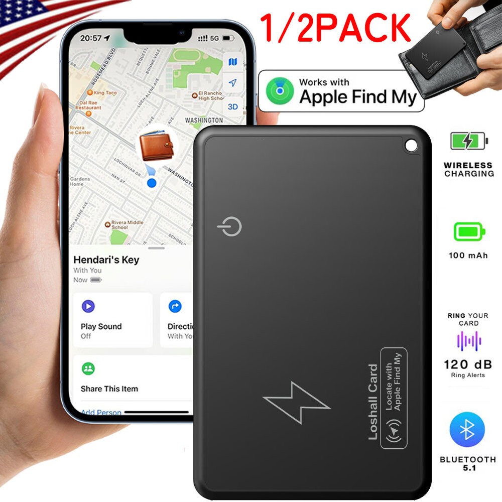 Wireless Wallet Tracker Card,Works withApple Find My (i OS Only), Item Tracker