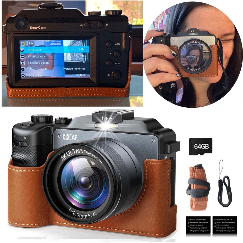 Camcorder 4K UHD 64MP Autofocus Digital Camera 18XZoom for Photography and Video