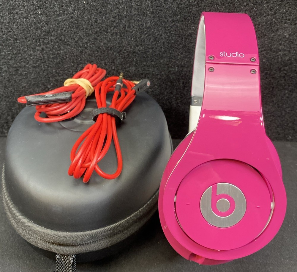 Beats by Dr. Dre Studio Gen 1 Wired Headband Headphones ✅ Pink/white W/cord&case