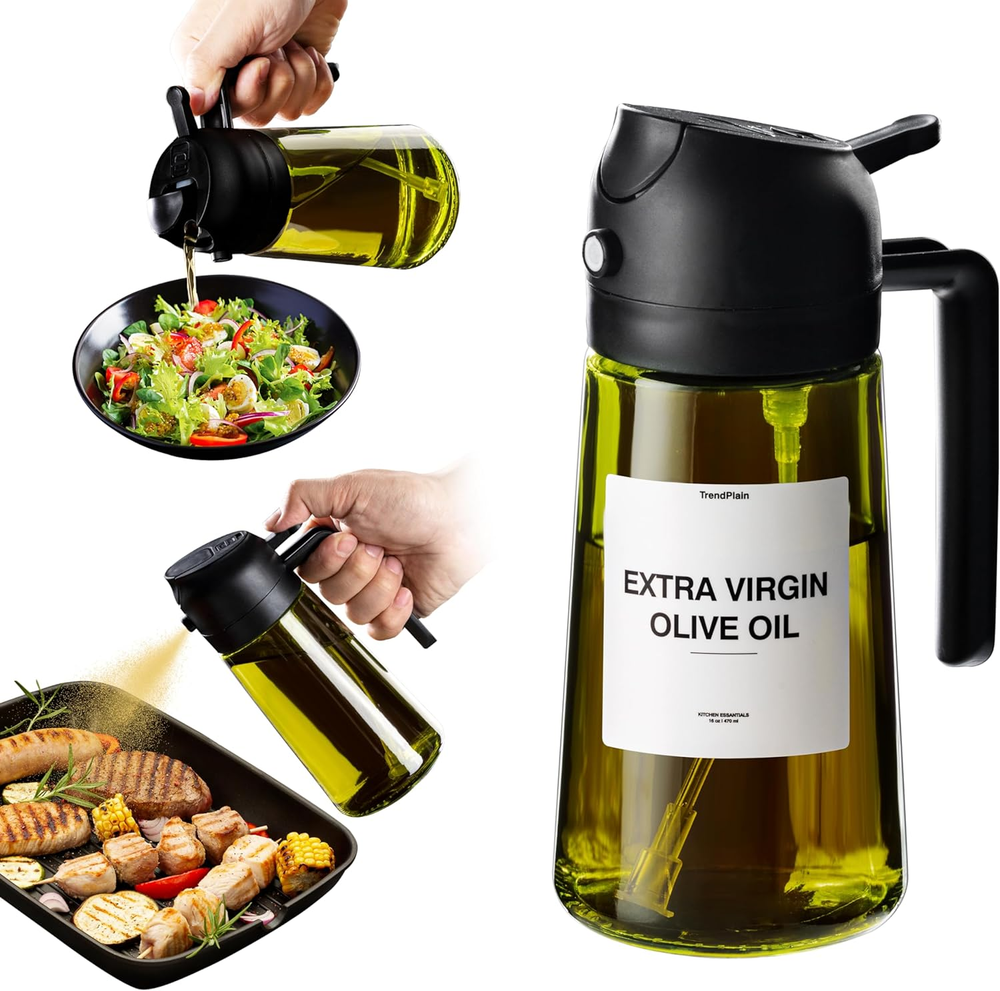 - 16Oz Olive Oil Dispenser for Kitchen - 2 in 1 Olive Oil Dispenser and Oil Spra