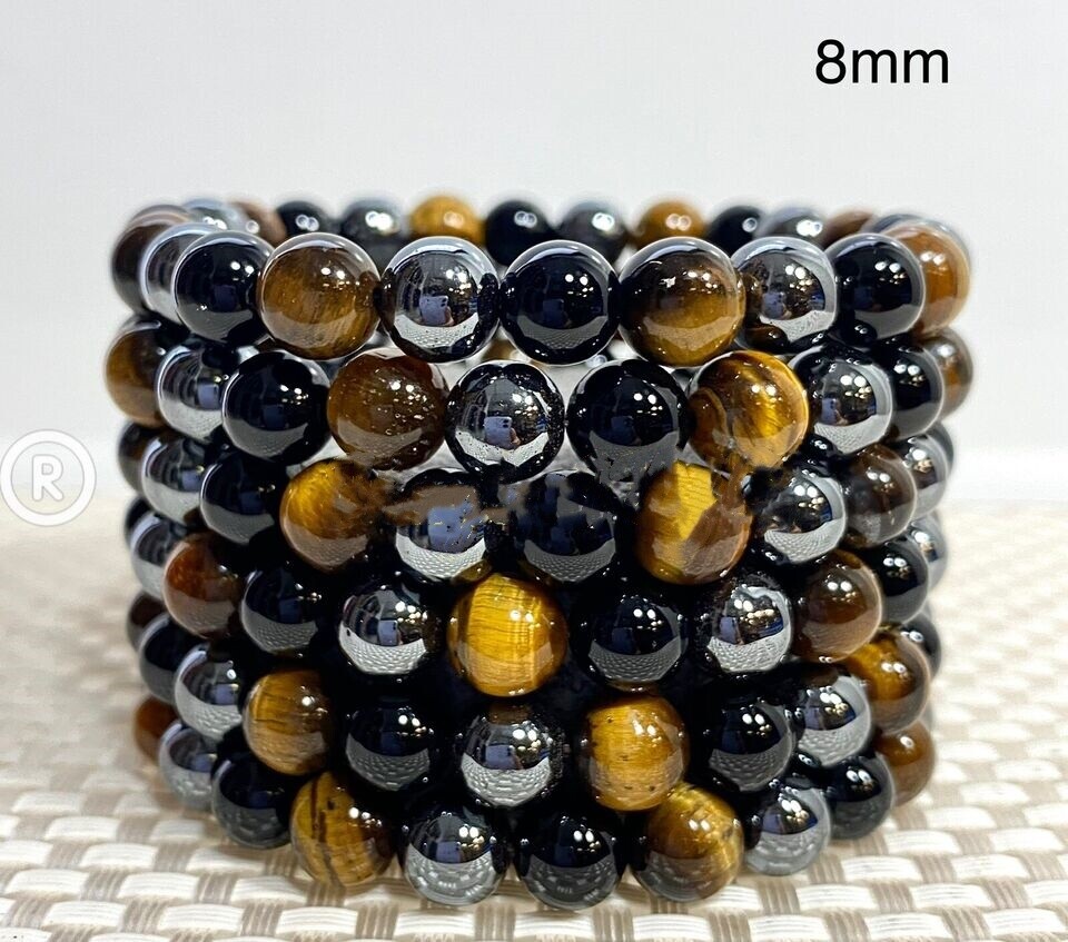 6 Pcs Protection Crystal Healing Stretch Bracelets 8mm 7.5